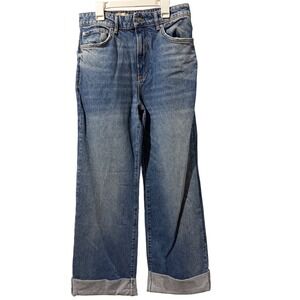 Pilcro and the Letterpress Womens High Rise Straight Leg Cuffed Jeans Blue 29